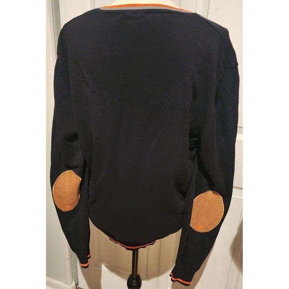 HTF Giorgio Di Mare Yachting LOGO V-neck Pullover Sweater Suede Elbow Patch XXL - Picture 4 of 9